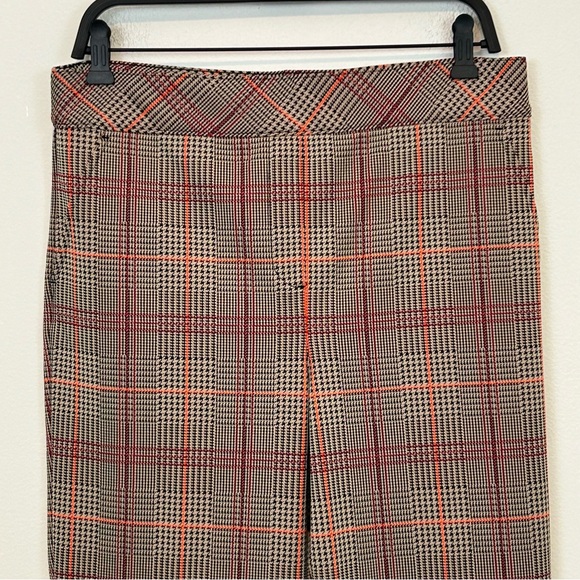 SPANX Pants Size XL Crop Perfect Kick Flare Orange Pop Plaid Ponte - Picture 6 of 9